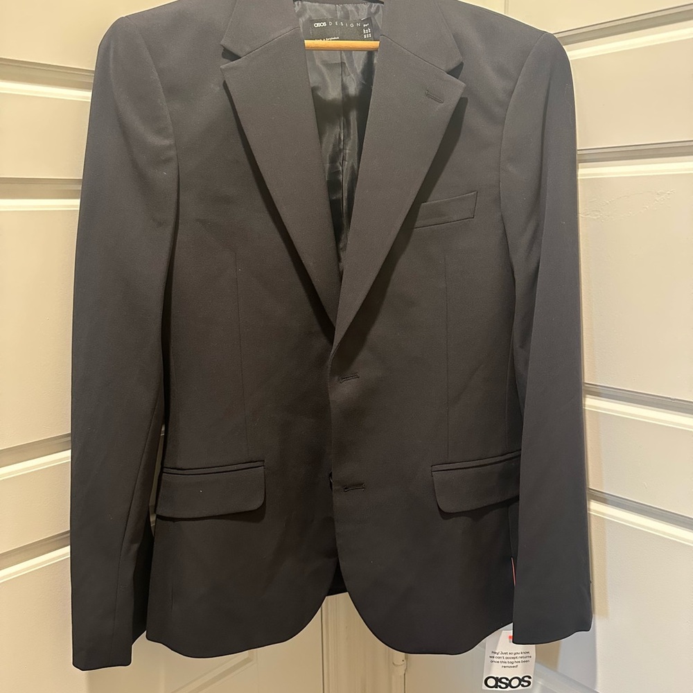 ASOS Black Sport Coat with Notched Lapel